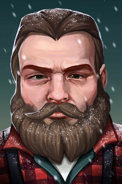 Adobe Portfolio digital painting paint over lumberjack flannel snow winter portrait pastel man