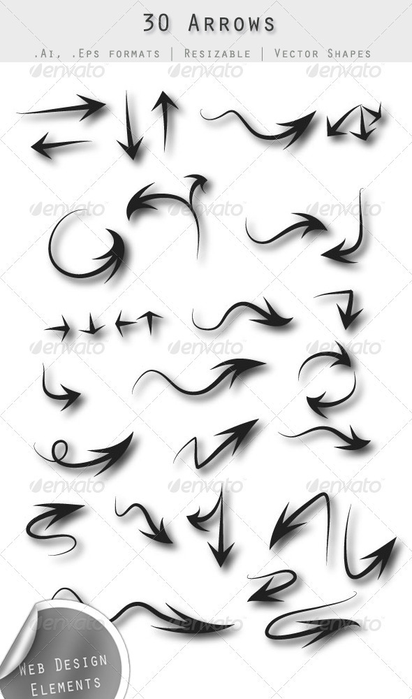 arrows simple direction Illustrator EPS ai Pointers hand drawn graphicriver
