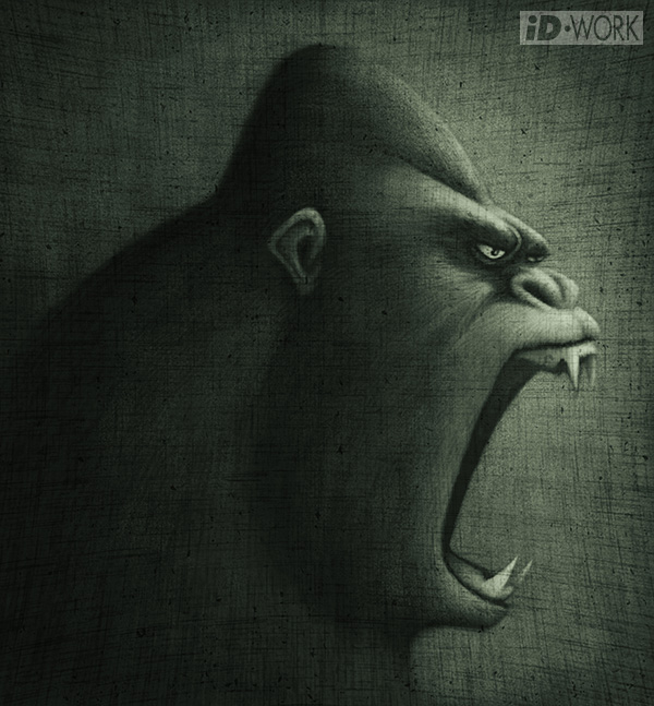 gorilla chimp monkey ape yeti Illustrator photoshop art raster graphic design stock Character portrait