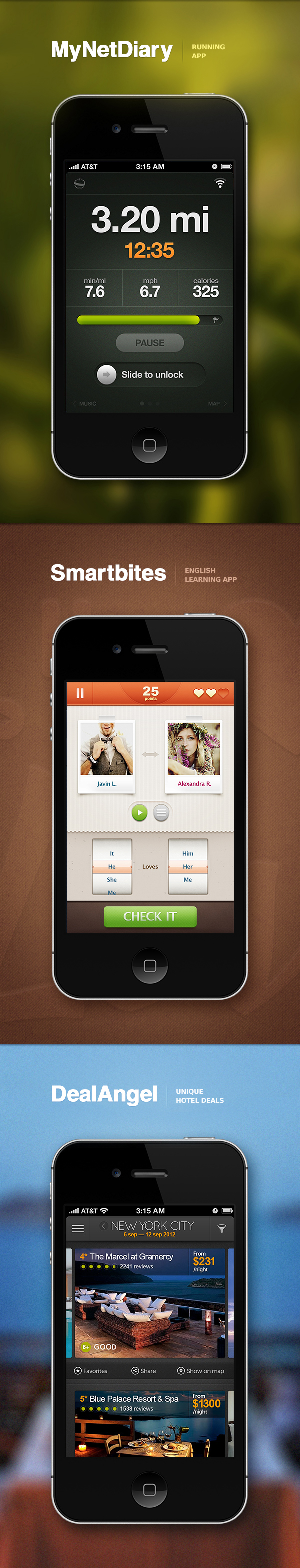 design UI Interface ios app iphone stats flat button navigation metro menu