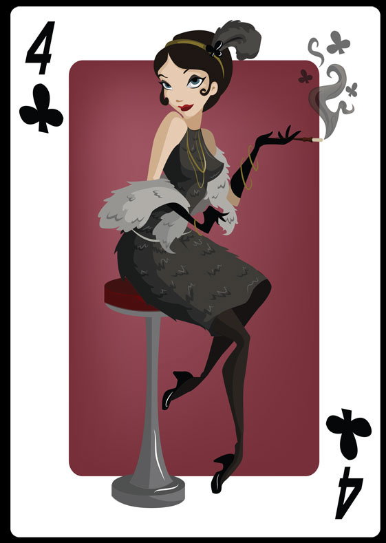 pin-up women cards deck vector beauty sexy Retro