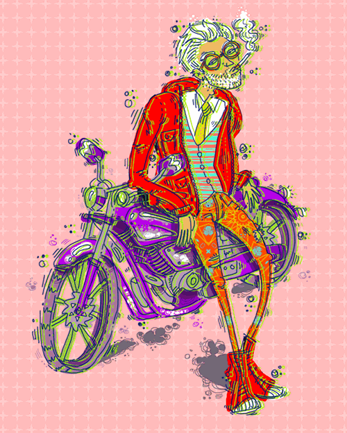 kylie jenkins motorcycle motorbike fashion design gif animated gif punk hunk pattern cigarette smoking