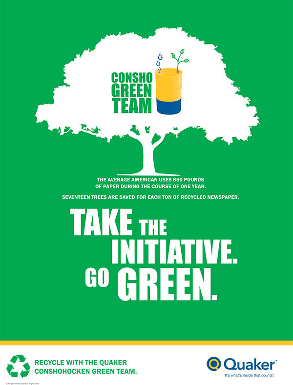 Sustainability Poster Design recycling Quaker Chemical green team