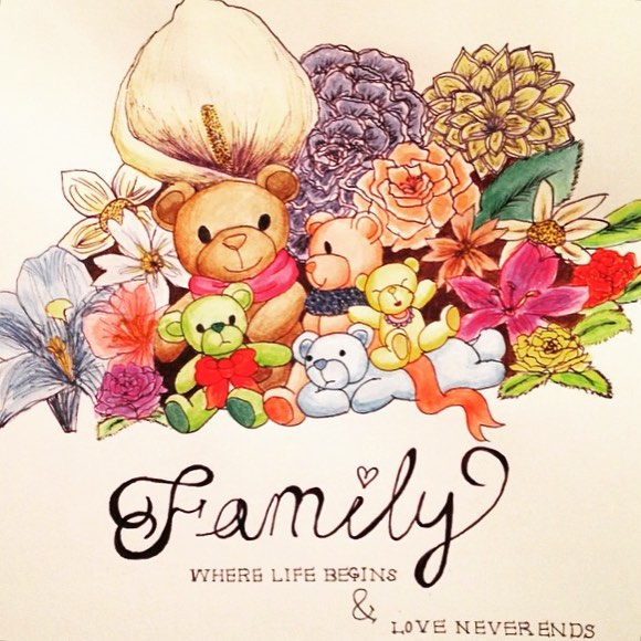 family Love water color emotional calligraphy