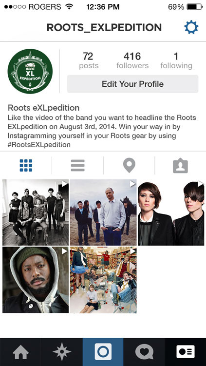 instagram social media Roots Canada contest Event