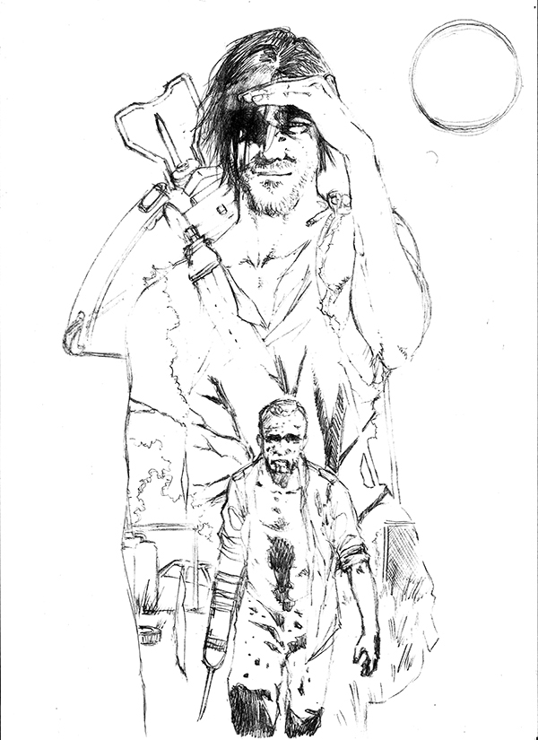 The walking Dead daryl dixon merle dixon zombie death spoiler brotherhood bottleneck gallery New York giclee print limited edition filippo morini