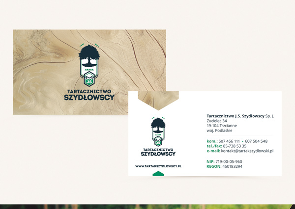 lumber mill wood green dark blue forrest brand logo identity business card shirt tanapta