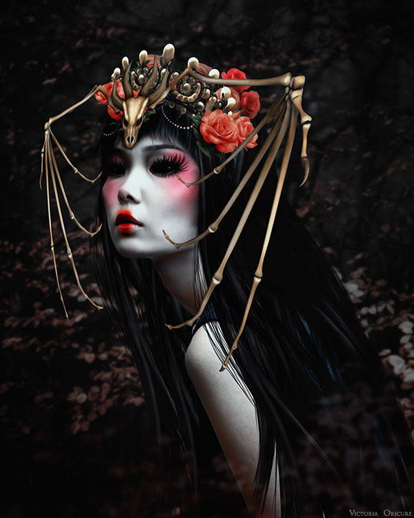 dark art gothic pop surrealism surreal portrait Make Up demon macabre