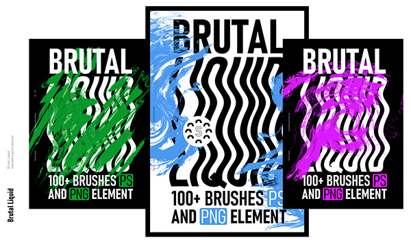 Brutal Liquid - 100+ Photoshop Brushes & PNG's