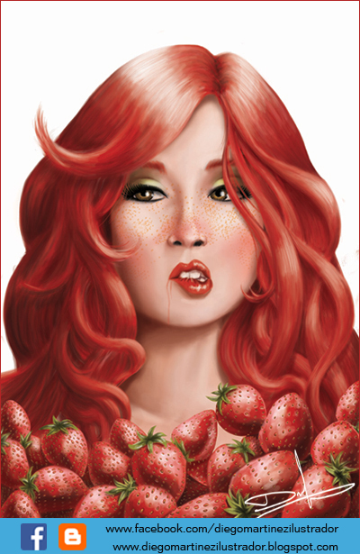 red strawberry girl blood portrait