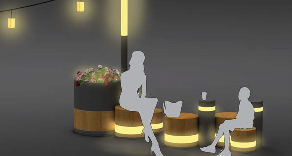 bench Solidworks photoshop Illustrator Urban lighting outdoors seating furniture