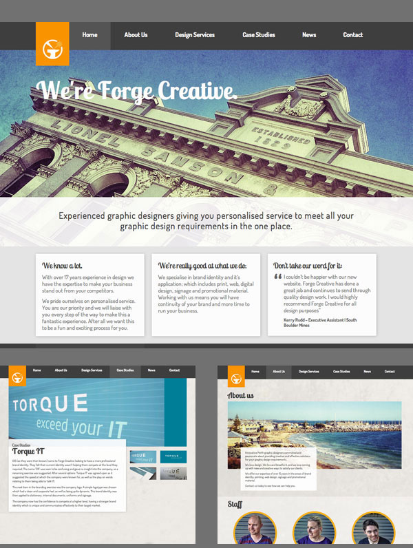 design muse Interface perth iphone iPad studio redesign orange grey Website adobe