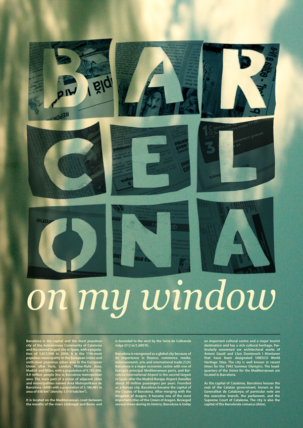 Window SKY poster barcelona paper newspaper collage city photo word showusyourtype Transparency grids guides stencil square