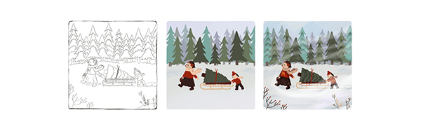 Christmas postcards with cute hedgehogs