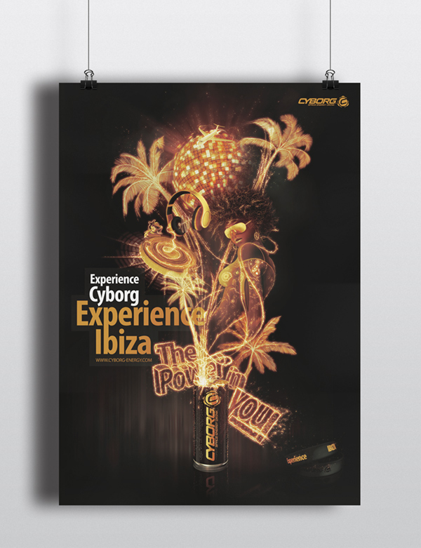 Webdesign poster print advert Internet drink energy drink Space  night High Life gold disco lights