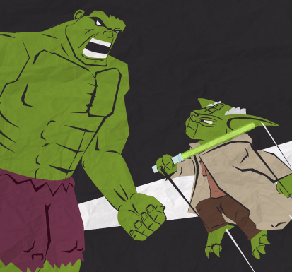 Hulk yoda comics SuperHero star wars fight