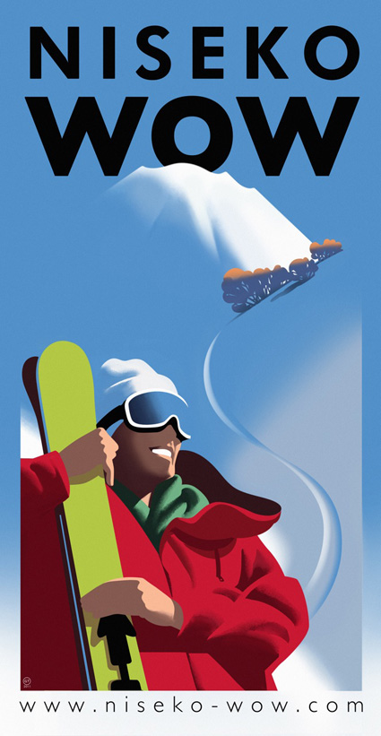 niseko Retro poster Travel skiing Ski skier