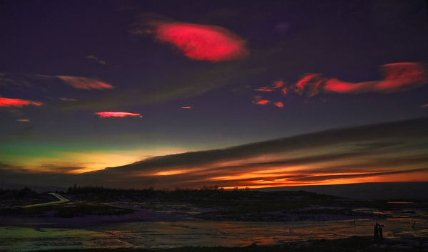 Nacreous clouds sometimes called mother-of-pearl clouds.