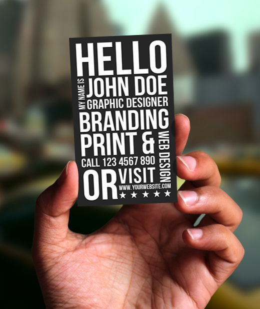 type business card Unique stylish clean vertical letters White black professional creative fresh different brand