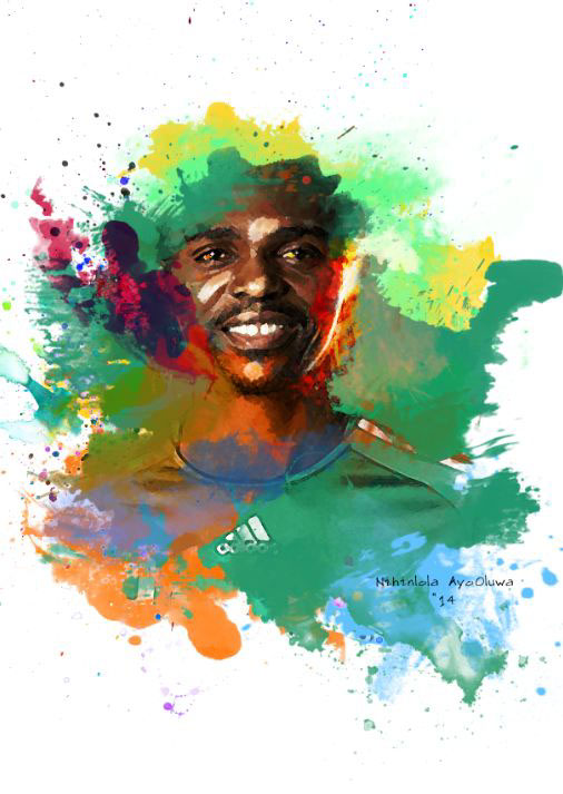 Nwankwo Kanu adiddas Nigerian football green watercolour