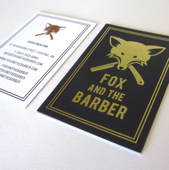 logo barbers design business card FOX salon animation  branding 