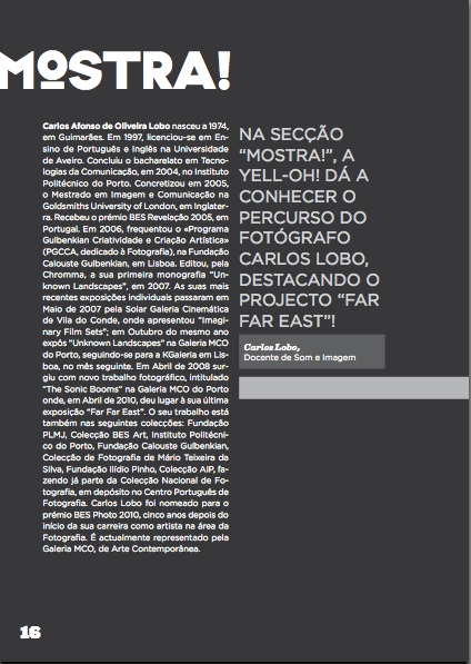 fanzine Yell-Oh! 2010 #3 Universidade Católica Portuguesa Som e Imagem Projecto Interdisciplinar