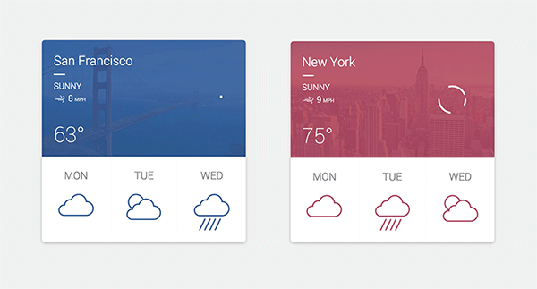 CSS3 + SVG - Material Design Weather Card Animation on Behance