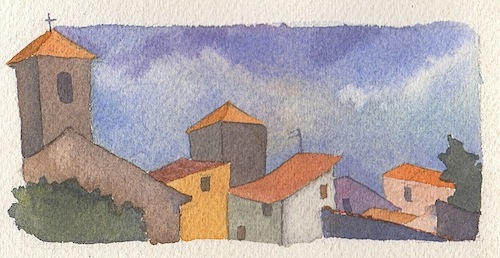 watercolor viterbo Italy Journalistic Drawing sketch fountain Piazza