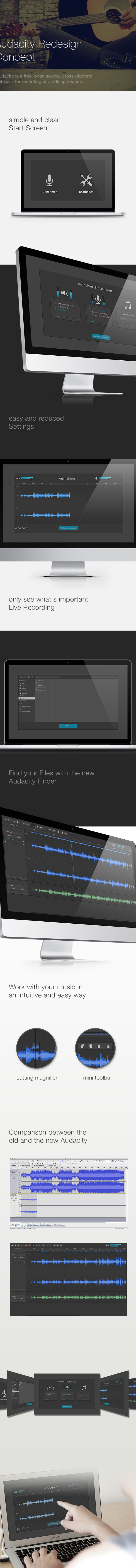 Audacity Editing  record software studio Music Editing designer julian dorn black redesign haptic icons step Guide