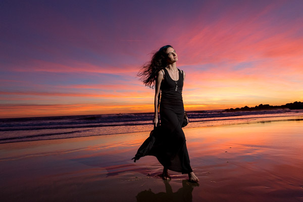 DUSK sunset magic hour twilight Los Angeles California Venice beach portrait model venice beach