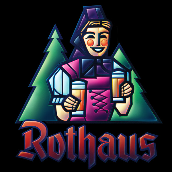 Rothaus beer german stained glass airbrush type metal chrome