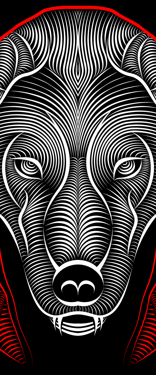 wolf bad lines line red White vector