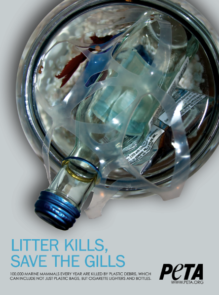 Peta adelphi university  fish   garbage Litter advertisement