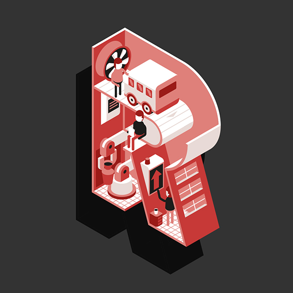 Wired cover job Isometric letters MoGraph motiongraphics gif flat 3D