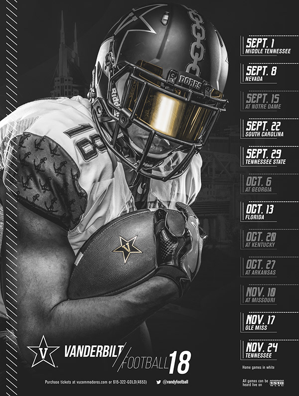 2018 Vanderbilt Football Schedule Poster