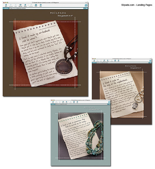 print Web clients jewelry magazine landing pages concept creative