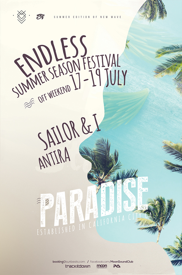 summer poster flyer beach wood party Flowers vintage Retro palms Sun double exposure
