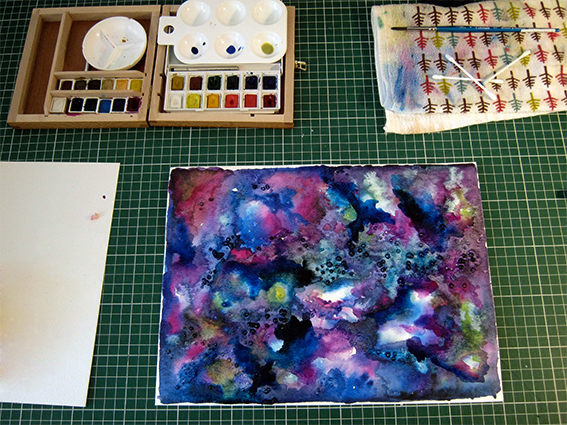 watercolor acuarela gouache tempera gemas ilustración científica cosmos univers gem happiness felicidad proyecto