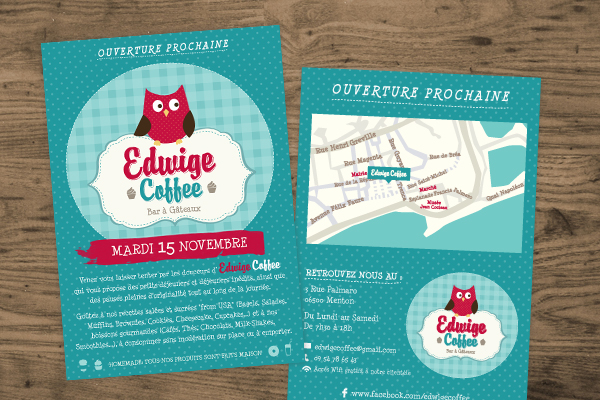 visual identity coffee shop Edwige Coffee Retro owl