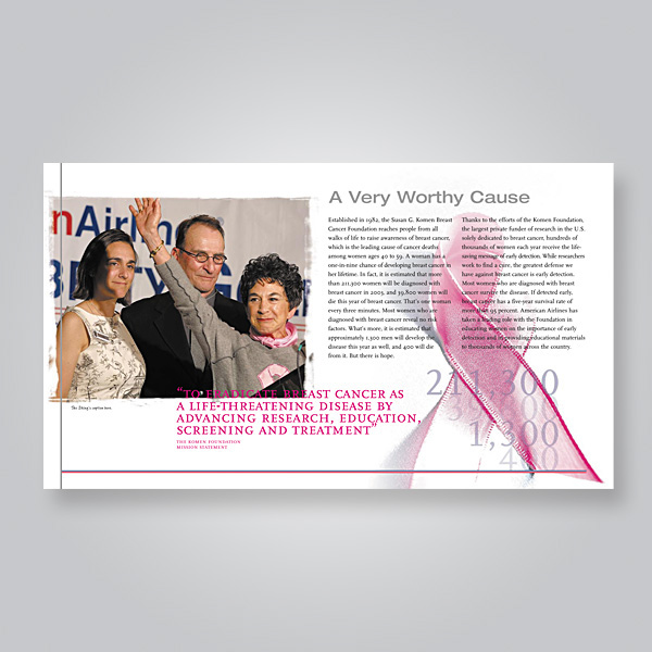 American Airlines print creative brochure golf Susan G. Komen