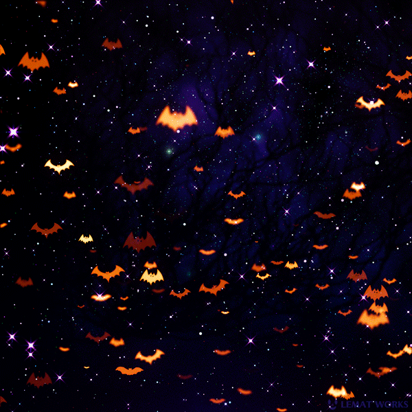 aesthetic Bats gif Halloween lematworks loop motion graphics  night seamless stars