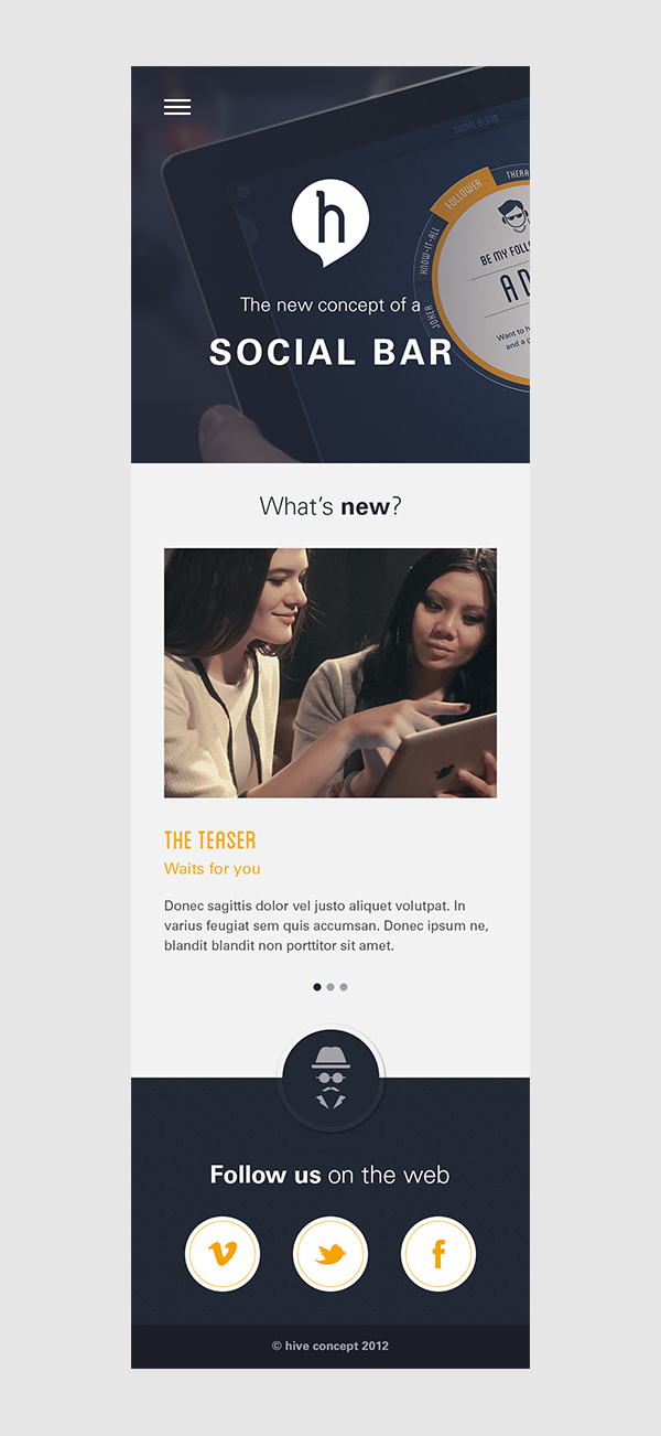 Website Responsive iPad iphone bar social network drink Interactive Bar concept
