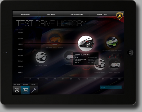 lamborghini  automotive iPad iphone Interface futuristic Cars Racing FERRARI showroom Website interactive user experience