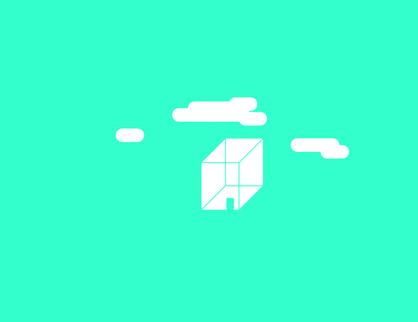 house nowhere mental Tiny clouds motion graphic gif turquoise