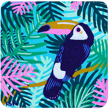 ILLUSTRATION  painting   Tropical tropical birds color gouache Coasters animal art