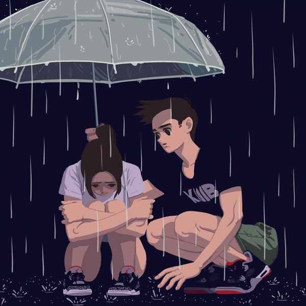 gif gif animation loop rain rain drop Umbrella illust gif illust boy girl TVP