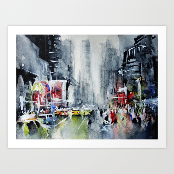 cityscapes Street streets Paris New York NY watercolor watercolour aquarelle town city