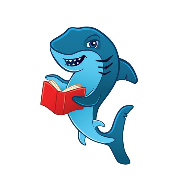 Character shark Reading book kids children cool cartoon