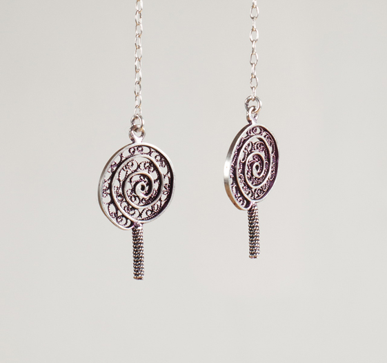 silver monsters filigree earrings brooch