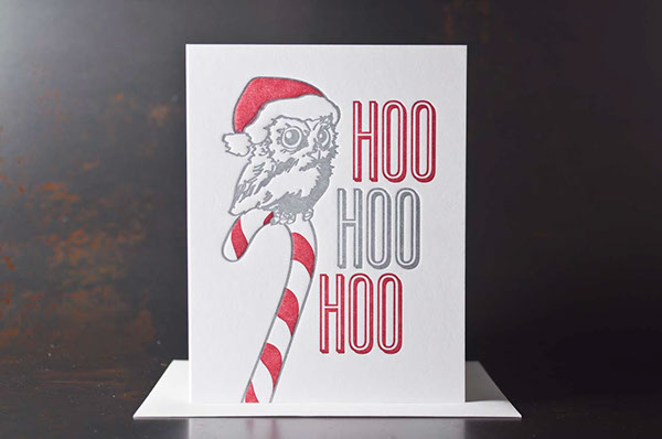 Pike Street Press letterpress design greeting card Holiday Christmas owl